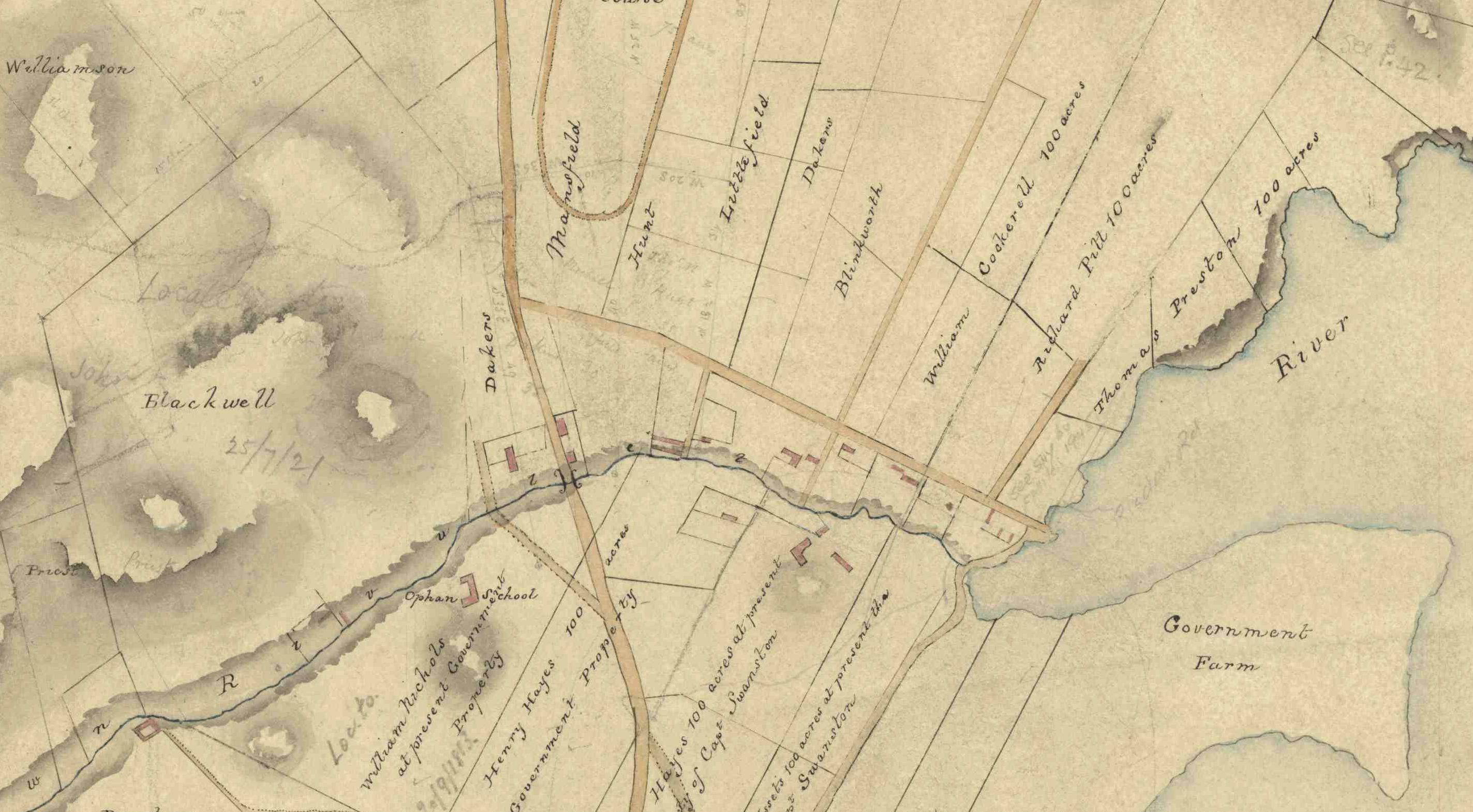 Plan of Part of the Parishes of Hobart & Glenorchy, Babington & Dixon, Nov 1832 TAHO AF396-1-20, Buckingham 17A