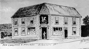 Sketch of the George & Dragon Inn, corner of Bathurst & Elizabeth Sts. TAHO PH30/1/2554.