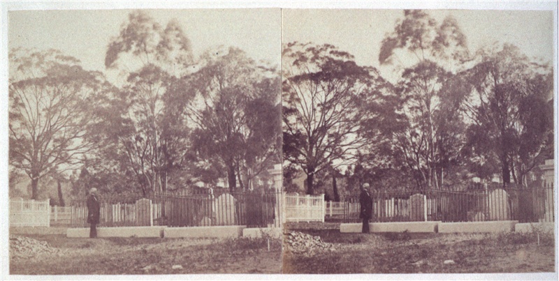 Stereoscopic View St John’s Cemetery, New Town, Photographer Morton Allport, 1860-1870 Libraries Tasmania, https://stors.tas.gov.au/AUTAS001126184712w800